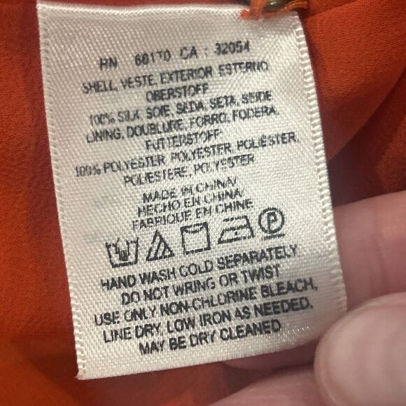 Anthro Maeve Dress Womens Medium Larkhill Orange Floral 100% Silk Swing Midi - Picture 5 of 11